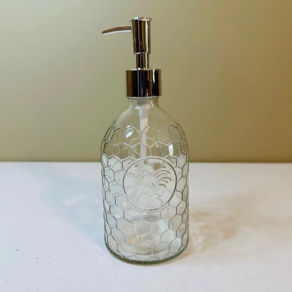 Glass Rooster Soap Dispenser With Plastic Pump - Picture 1 of 7